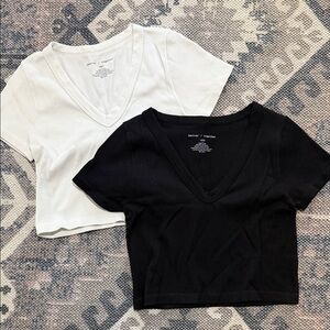 Set of two | Together | Better Together Black and White V-Neck Crop Tops
